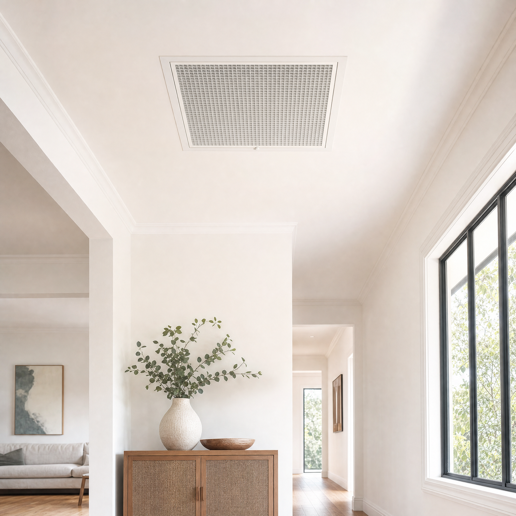 Illustration of a return-air grille in a living room